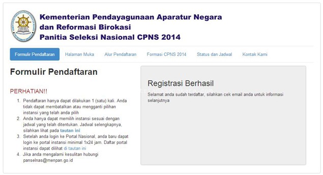 Langkah pertama Cara Daftar Seleksi CPNS 2014 Tahap 1